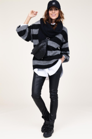 Co'Couture |  Mohair striped sweater Cozy | black  | Picture 3