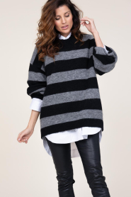 Co'Couture |  Mohair striped sweater Cozy | black  | Picture 5