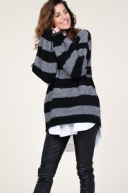 Co'Couture |  Mohair striped sweater Cozy | black  | Picture 6