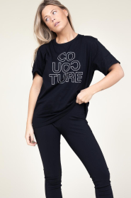 Co'Couture |  Oversized t-shirt with logo Outline | black  | Picture 5