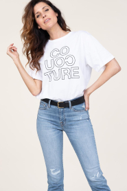 Co'Couture |  Oversized t-shirt with logo Outline | white  | Picture 4
