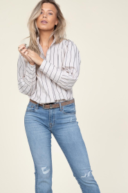 Co'Couture |  Striped blouse Ivana | natural  | Picture 4