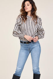 Co'Couture |  Striped blouse Sadie | natural  | Picture 4