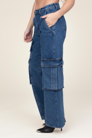 Co'Couture |  Cotton denim cargo pants Vika | blue  | Picture 7