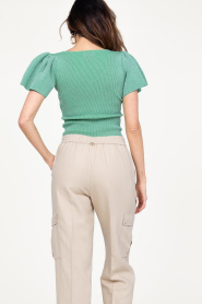 Ibana |  Lurex top with puffed sleeves Thaira | green  | Picture 9