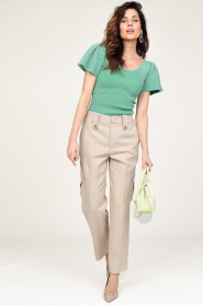 Ibana |  Lurex top with puffed sleeves Thaira | green  | Picture 3