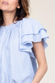 Ibana |  Striped top with ruffle sleeves Truff | blue  | Picture 10