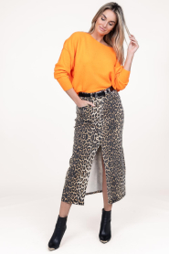 Co'Couture |  Denim maxi skirt Leo | animal print  | Picture 4