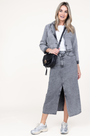 Co'Couture |  Non-stretch denim skirt Vika | grey  | Picture 5