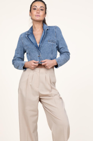 Co'Couture |  Denim cropped jacket Vika | blue  | Picture 7