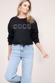 Co'Couture |  Cropped sweater with rhinestones Stone | black  | Picture 4