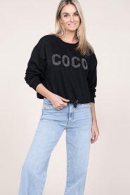 Co'Couture |  Cropped sweater with rhinestones Stone | black  | Picture 5