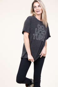 Co'Couture | Oversized logo t-shirt Outline | zwart  | Afbeelding 6