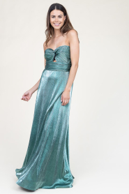 Ibana | Strapless maxi-jurk met lurex Frederique | groen  | Afbeelding 3