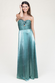 Ibana | Strapless maxi-jurk met lurex Frederique | groen  | Afbeelding 4
