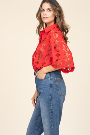 Copenhagen Muse :  Lace blouse Cirkla | red - img5