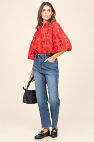 Copenhagen Muse :  Lace blouse Cirkla | red - img3