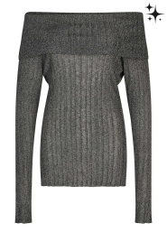Second Female |  Lurex sweater with boat neck Ellis | black  | Picture 1