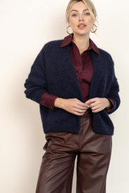 American Vintage | Gebreid vest East | donkerblauw | Afbeelding 2