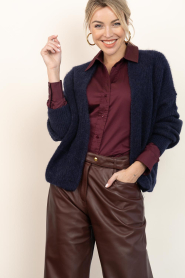American Vintage | Gebreid vest East | donkerblauw | Afbeelding 4