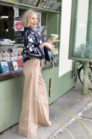 Janice :  Ultra wide leg cotton pants Dexter | beige - img2