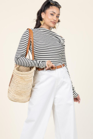 Aaiko | One-shoulder gestreepte top Lumia | naturel | Afbeelding 3