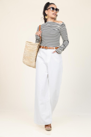 Aaiko | One-shoulder gestreepte top Lumia | naturel | Afbeelding 2