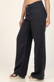 Lois Jeans :  Mid waist straight linnen pants Skater | black - img3