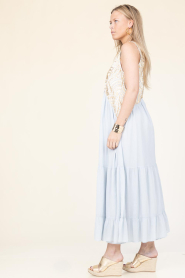 Greek Archaic Kori |  Cotton embroidered dress Alexa | light blue | Picture 4