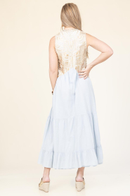 Greek Archaic Kori |  Cotton embroidered dress Alexa | light blue | Picture 5