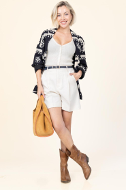 Est'Seven |  Padded look jacket with print Jane | black | Picture 4