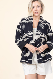 Est'Seven |  Padded look jacket with print Jane | black | Picture 2