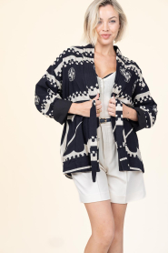 Est'Seven |  Padded look jacket with print Jane | black | Picture 7