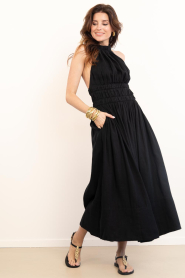 Mr Mood |  Linen halter dress Mrs Uxua | black | Picture 5