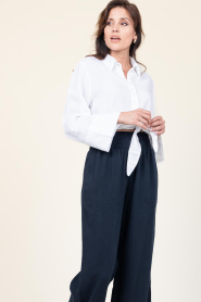 Mr Mood |  Linen tied blouse Mrs Mika | white | Picture 5