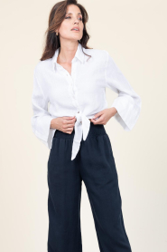 Mr Mood |  Linen tied blouse Mrs Mika | white | Picture 6