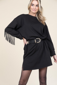 Co'Couture |  Sweater dress with fringe Stud | black  | Picture 2