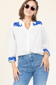Lollys Laundry |  Cotton blouse with embroidery Yugi | natural | Picture 2