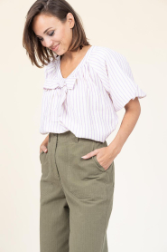 Lollys Laundry |  Striped top with bow Pine | purple | Picture 4