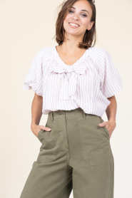 Lollys Laundry |  Striped top with bow Pine | purple | Picture 5