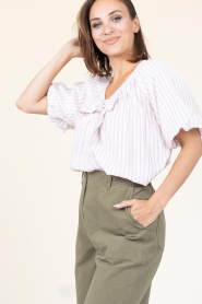 Lollys Laundry |  Striped top with bow Pine | purple | Picture 6