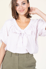 Lollys Laundry |  Striped top with bow Pine | purple | Picture 8