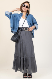 Lollys Laundry |  Cotton maxi skirt Diamond | black | Picture 4