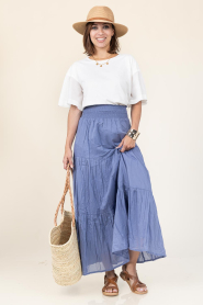 Lollys Laundry |  Cotton maxi skirt Diamond | blue | Picture 3