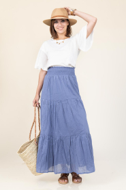 Lollys Laundry |  Cotton maxi skirt Diamond | blue | Picture 4