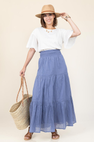 Lollys Laundry |  Cotton maxi skirt Diamond | blue | Picture 5