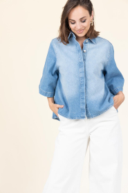 Est'Seven |  Denim blouse Alijah | blue | Picture 5
