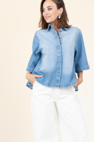 Est'Seven |  Denim blouse Alijah | blue | Picture 6