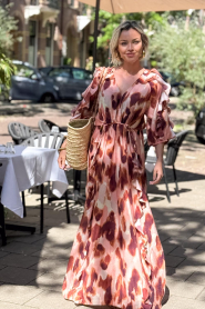 Dante6 | Maxi-jurk met print Anzur | roze | Afbeelding 2