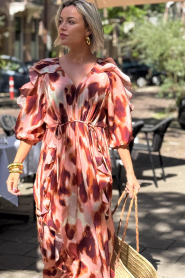 Dante6 | Maxi-jurk met print Anzur | roze | Afbeelding 3